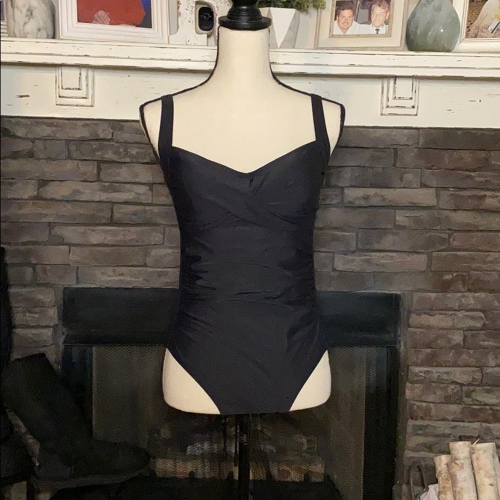 Women’s Black Ruched Front Swimsuit